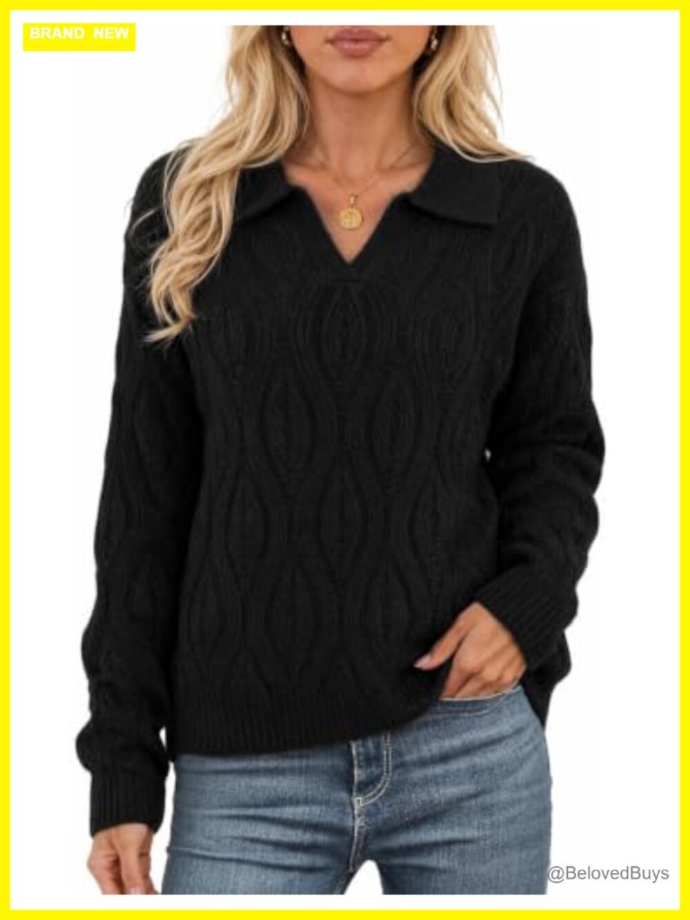 Oversized V Neck Sweater Loose Knit Pullover Fall Winter